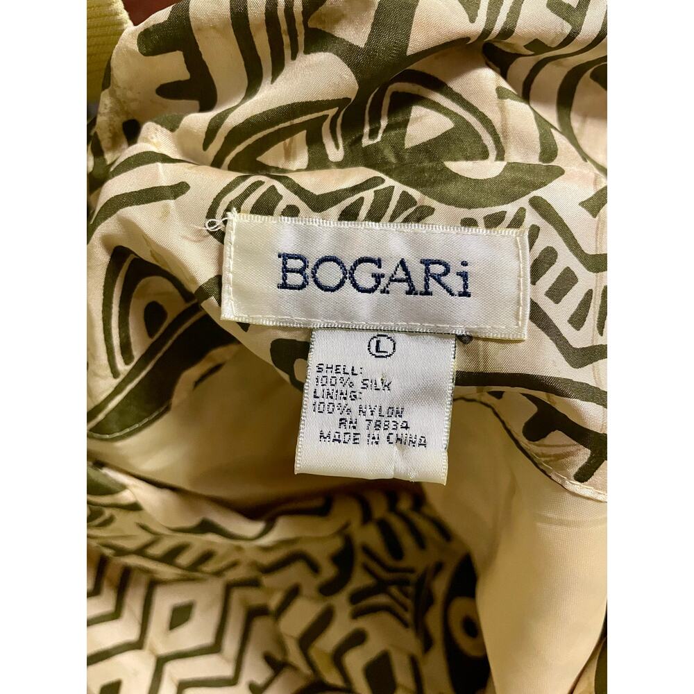Vintage 90s Bogari Silk Relaxed Blazer Jacket Womens Large Tribal Boho Print - Picture 8 of 9
